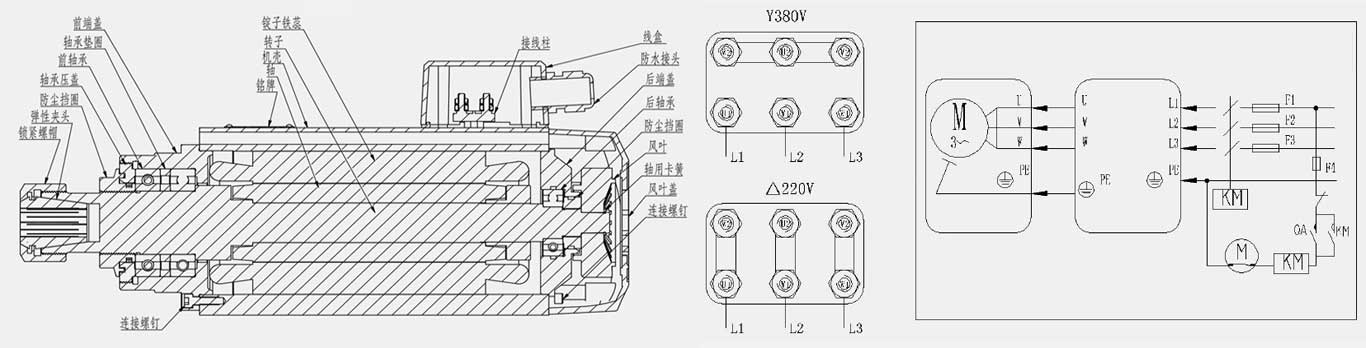 高速磨削電機(jī)產(chǎn)品結(jié)構(gòu)及接線圖說明