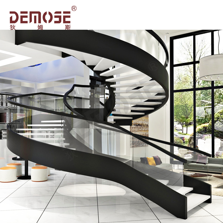 法國別墅雙鋼板旋轉樓梯工程