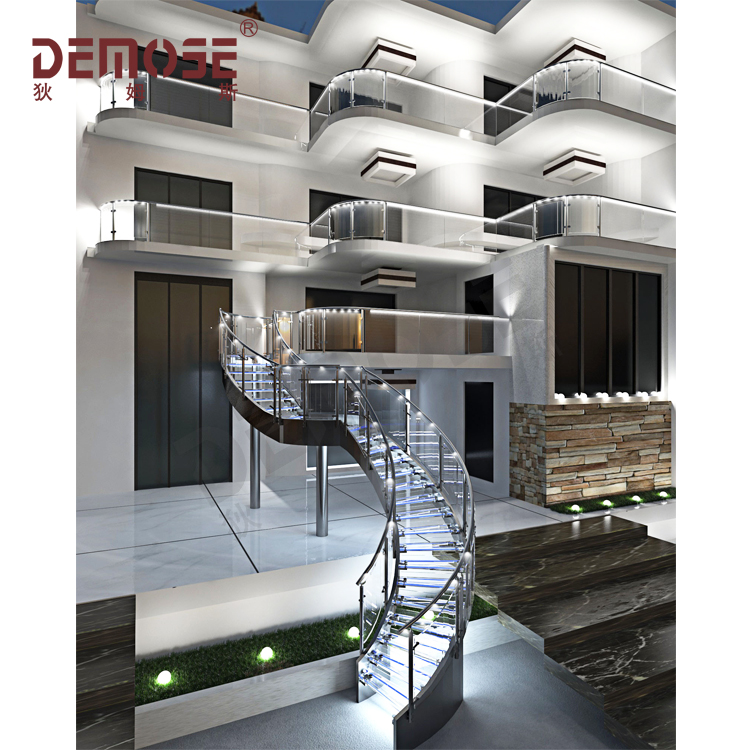 美國LED燈光護欄玻璃樓梯工程