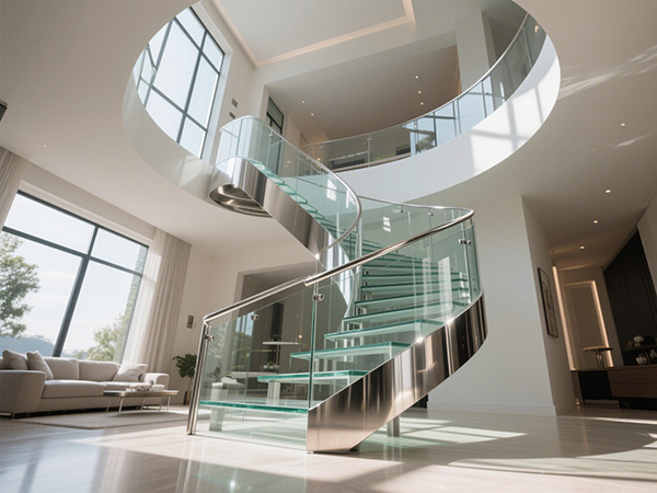 不銹鋼玻璃旋轉樓梯定制全解析